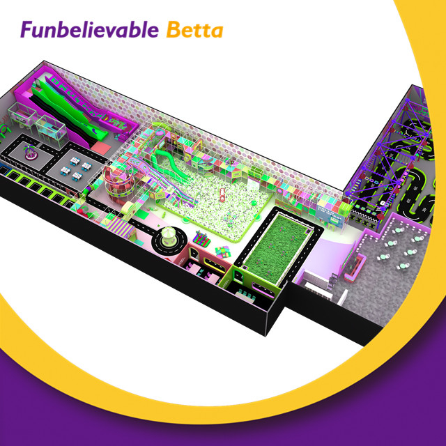 Bettaplay 2380 متر مربع مرافق الملاهي الرياضية والترفيهية معدات الملاهي الداخلية ملعب داخلي تجاري وقفة واحدة للأطفال ملعب داخلي مركز لعب لين مخصص ملاهي تجهيزات
