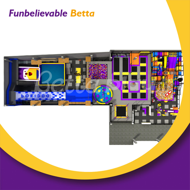 Bettaplay 650㎡ ملعب داخلي مركز لعب داخلي ترامبولين بارك شرائح كبيرة لمراكز التسوق التجارية