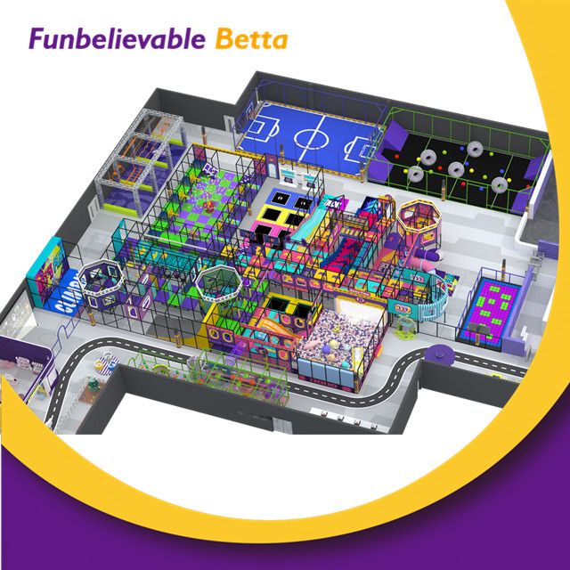 Bettaplay 3000 m&sup2; Patio interior Equipo atl&eacute;tico interactivo con doble tobog&aacute;n