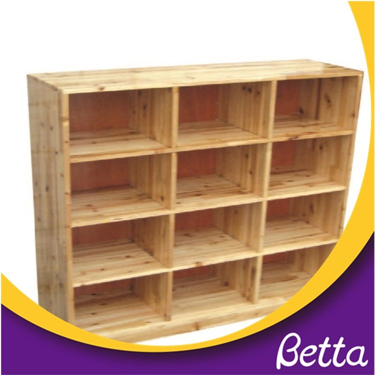Preschool furniture children wooden movable bookshelf 