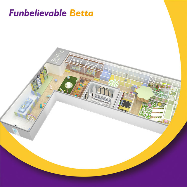 ملعب Bettaplay الخشبي الناعم الداخلي بمساحة 410 مترًا مربعًا مع Merry Go Round