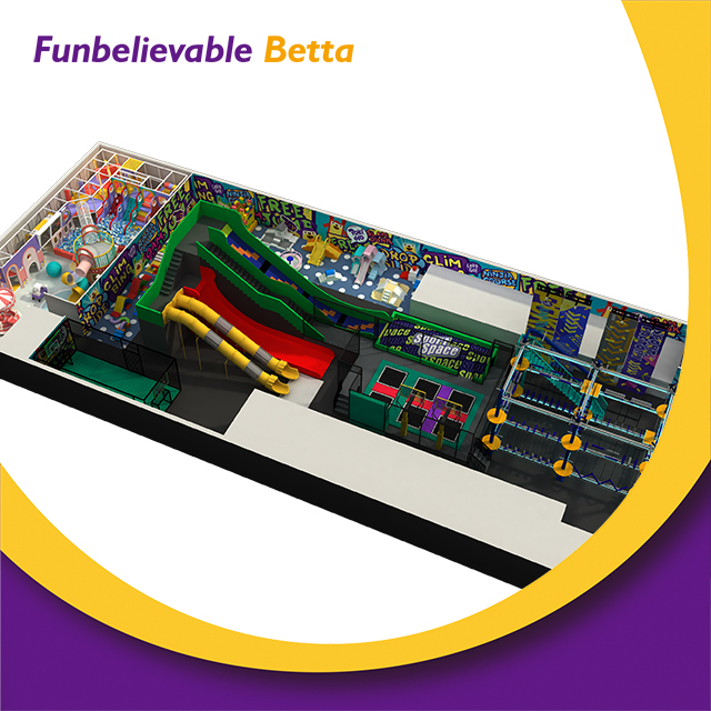 Bettaplay Parque de trampol&iacute;n de juego interior personalizable con castillo para ni&ntilde;os de 650 metros cuadrados con tobog&aacute;n grande 