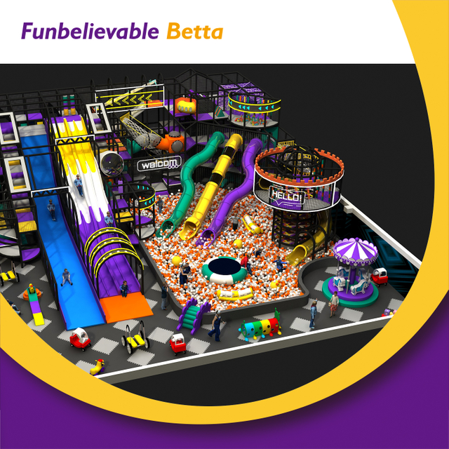 Bettaplay 500 м² детская игровая площадка, коммерческая крытая игровая площадка с несколькими горками