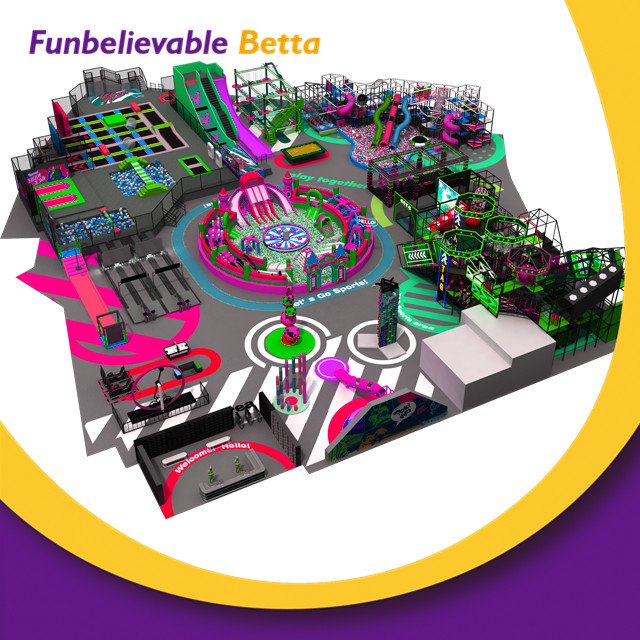 Trampol&iacute;n de juegos interior Bettaplay de 3600 m2 con tobog&aacute;n para dise&ntilde;o personalizado y ni&ntilde;os creativos