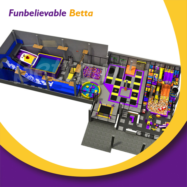 Bettaplay 650㎡ ملعب داخلي مركز لعب داخلي ترامبولين بارك شرائح كبيرة لمراكز التسوق التجارية