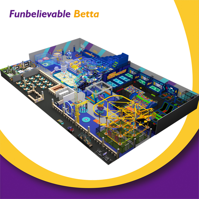 Bettaplay 2052 SQM ملعب داخلي للأطفال متكامل لتسلق الصخور في الأماكن المغلقة وبناء الشجاعة يتحدى التوسع على ارتفاعات عالية