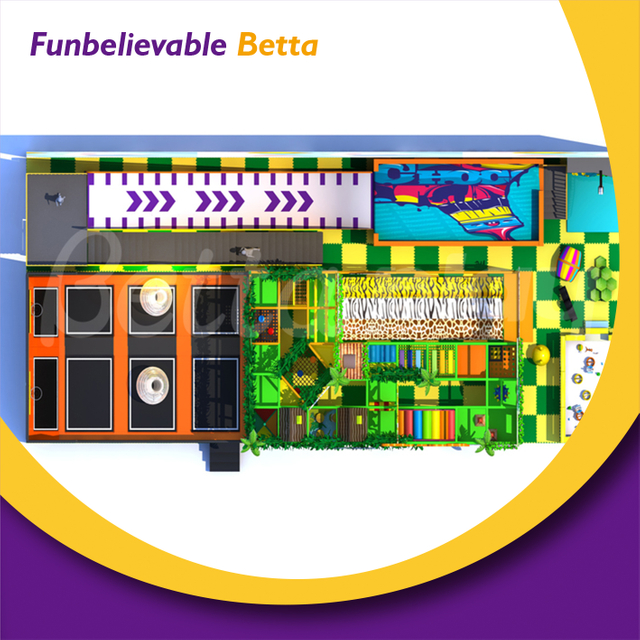 Bettaplay Kids Тема джунглей Крытая игровая площадка Горка-пончик с зоной батута