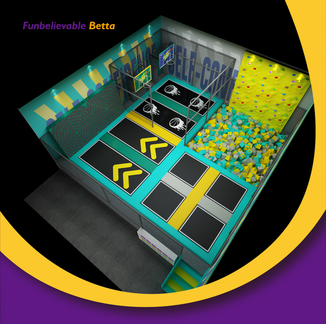 Betta Play Equipo de parque de trampolines para patio interior suave de tama&ntilde;o personalizado: peque&ntilde;a &aacute;rea de salto para ni&ntilde;os con alegres juegos de bloques de construcci&oacute;n.