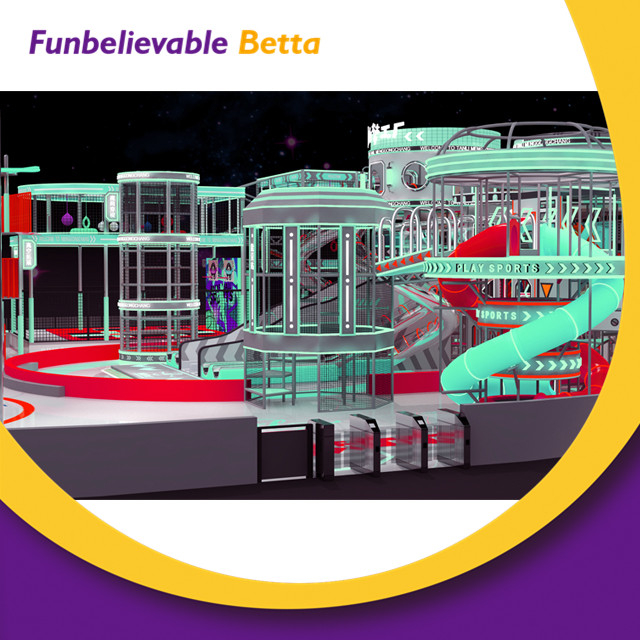 مجموعة ملعب داخلي كبير مخصص من Bettaplay بمساحة 3600 متر مربع للأطفال، مركز لعب ناعم مع نفق حفرة كروية منزلقة للعب الأدوار للأطفال