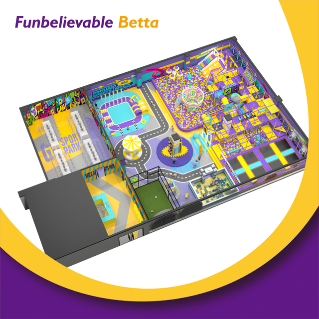 Bettaplay Parque de atracciones para ni&ntilde;os interior, c&oacute;modo y seguro, de 570 metros cuadrados, con instalaciones para escalar, redes de cuerda y piscina de bolas para todas las edades