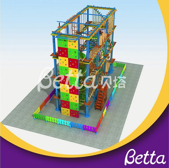 Bettaplay Kindergarten Children Juguen el curso de cuerda con trampolín