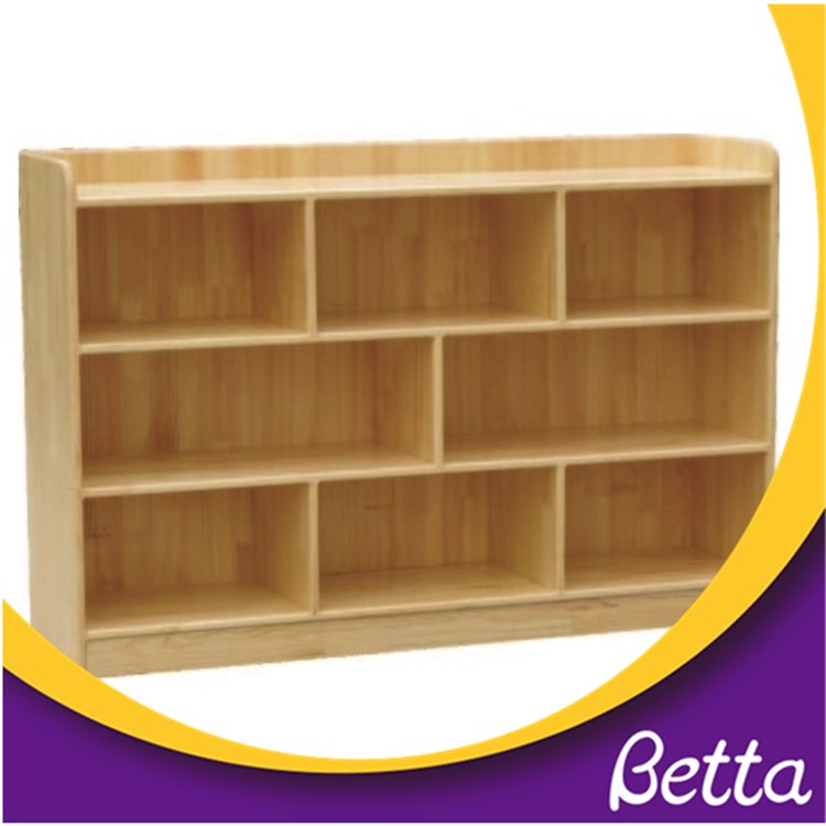 New design natural color low price wooden children bookshelf