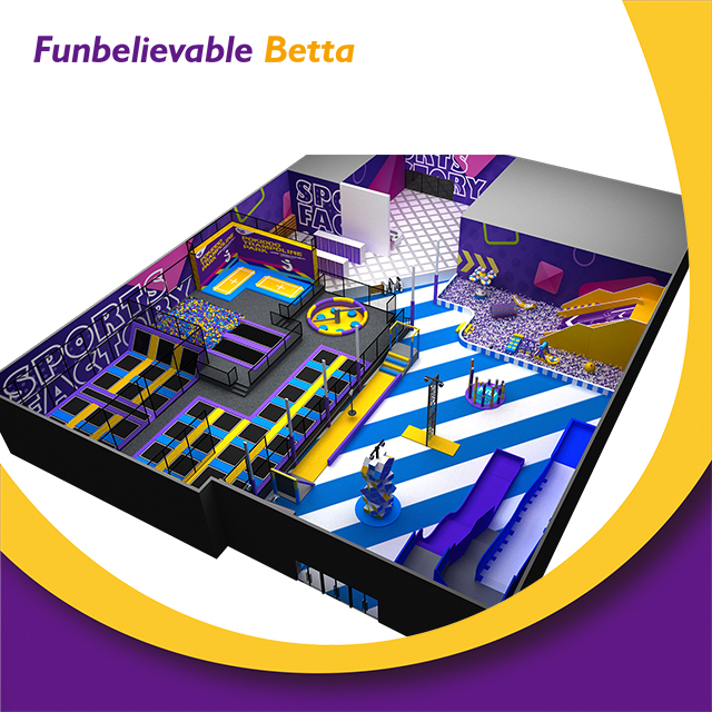 Bettaplay 1668кв.м. Спортивный приключенческий игровой парк Сумасшедшая горка Детская крытая мягкая игровая площадка с батутом