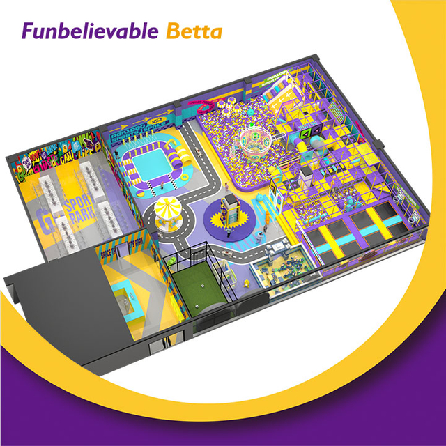 Крытая игровая площадка Bettaplay площадью 570 кв.м., бизнес-оборудование, мягкая игровая площадка с батутным парком и полем для ниндзя.