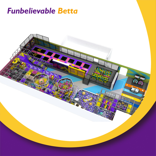 Trampol&iacute;n tem&aacute;tico violeta Bettaplay de 1000 m&sup2; para salto libre a gran altura, serie de expansi&oacute;n, &aacute;rea de parque de atracciones