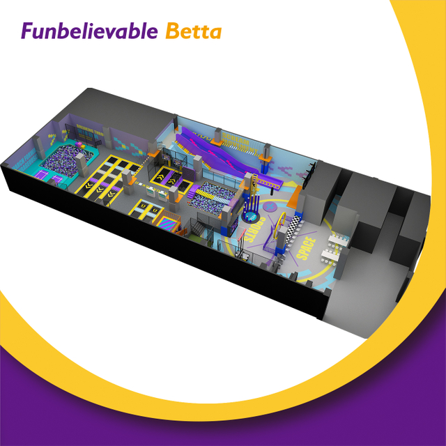 Bettaplay 1200m&sup2; Trampoline Theme مع معدات تسلية حبل تسلق عالية صغيرة لمول السوق