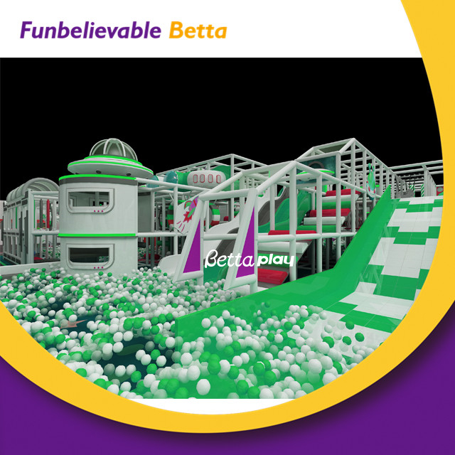 &Aacute;rea de juego de trampol&iacute;n con tobog&aacute;n Popular moderno Bettaplay, patio interior suave para ni&ntilde;os a la venta