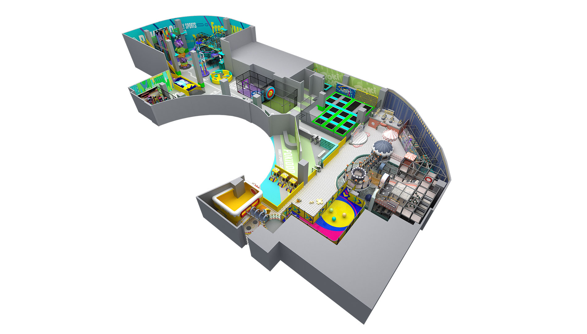 Parque de atracciones interior comercial Pokiddo: Libro de casos de dise&ntilde;o Volumen 2 - Caso de dise&ntilde;o del proyecto Suqian - 1000 metros cuadrados