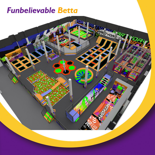 Bettaplay 6000 Sqm حل جاهز صديق للبيئة معدات ملعب داخلية فاخرة مع موضوع الغابة وحديقة الترامبولين