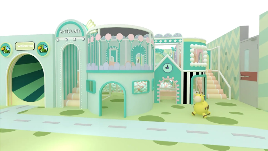 Реальный случай Pokiddo: оборудование для крытых игровых площадок Soft Play площадью 0,250 кв. м в Катаре