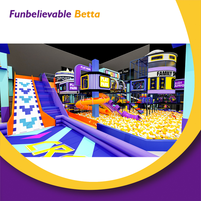 منطقة لعب الأطفال Bettaplay بمساحة 2600 متر مربع في حفرة الكرة حديقة الأطفال الداخلية حديقة المغامرات التجارية المخصصة مع شريحة الدونات