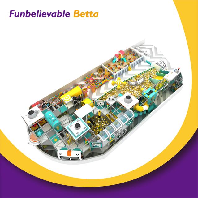 Bettaplay 560 кв.м. Желтый детский озорной замок, милая крытая игровая площадка с ямой для шариков на продажу