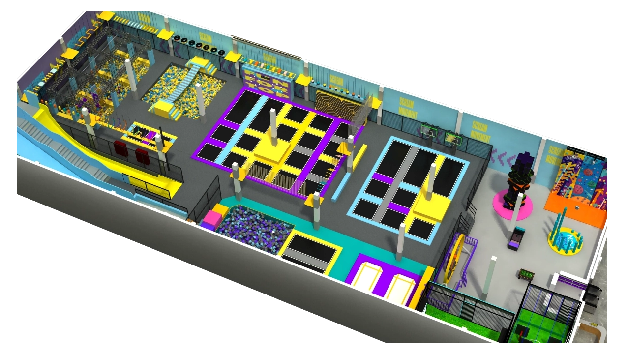 &iquest;Cu&aacute;l es el tama&ntilde;o y dise&ntilde;o ideales para un parque de trampolines?