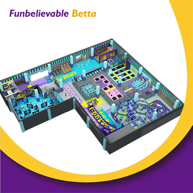 Equipo de juegos interior suave comercial Bettaplay de 1200 m2 con parque de trampolines y tobog&aacute;n de donuts