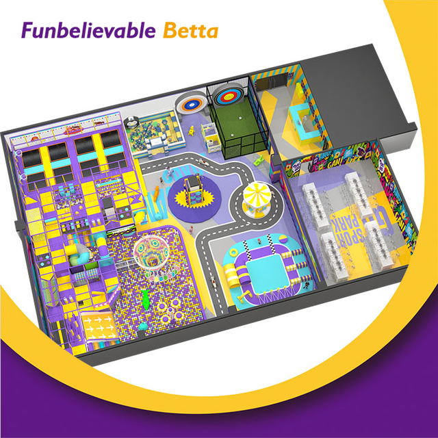 Крытая игровая площадка Bettaplay площадью 570 кв.м., бизнес-оборудование, мягкая игровая площадка с батутным парком и полем для ниндзя.