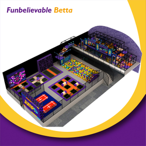 Bettaplay 310㎡ معدات ملاعب داخلية حديقة الترامبولين للأطفال منطقة القفز متنزه مع هيكل ملعب داخلي ناعم