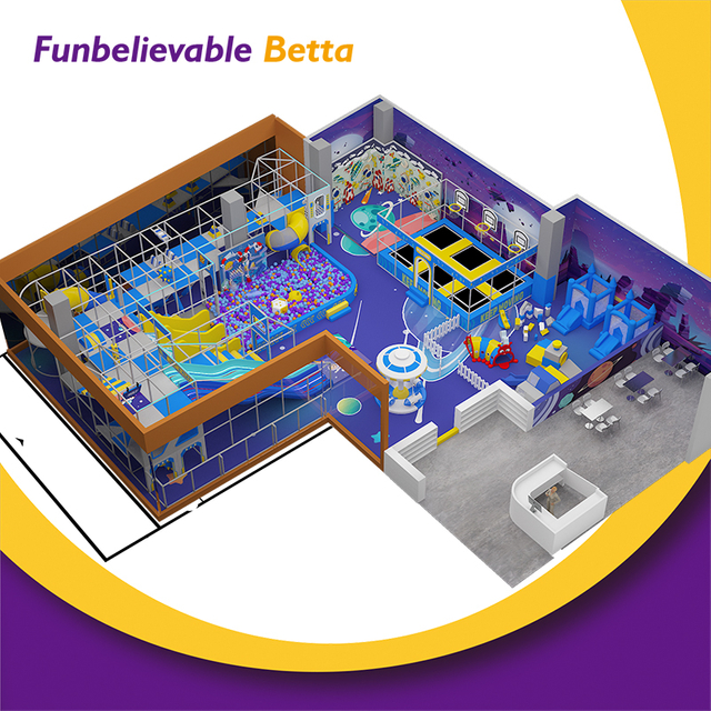 Bettaplay 325 m&sup2; espa&ccedil;o comercial astronauta tem&aacute;tico playground interno crian&ccedil;as jogo macio castelo impertinente com slide ball pit trampolim