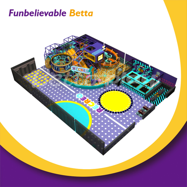Bettaplay 437㎡ تصميم جديد لملعب داخلي معدات منطقة اللعب ملعب داخلي مع شريحة Tunnl كبيرة للأطفال