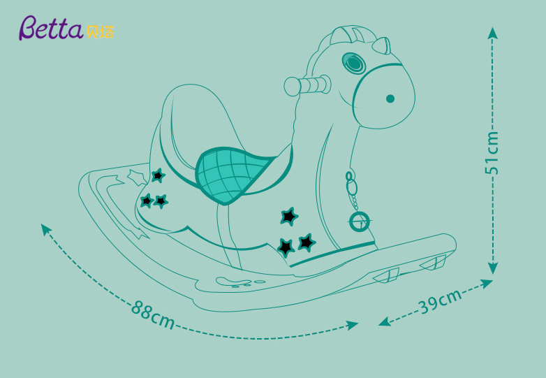 Lovely kids plastic cartoon ride on animals, rocking horse 