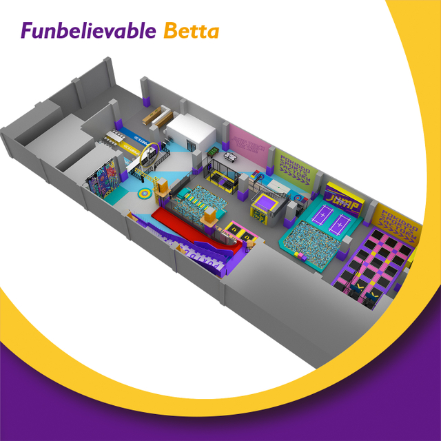Bettaplay 1200m&sup2; Trampoline Theme مع معدات تسلية حبل تسلق عالية صغيرة لمول السوق