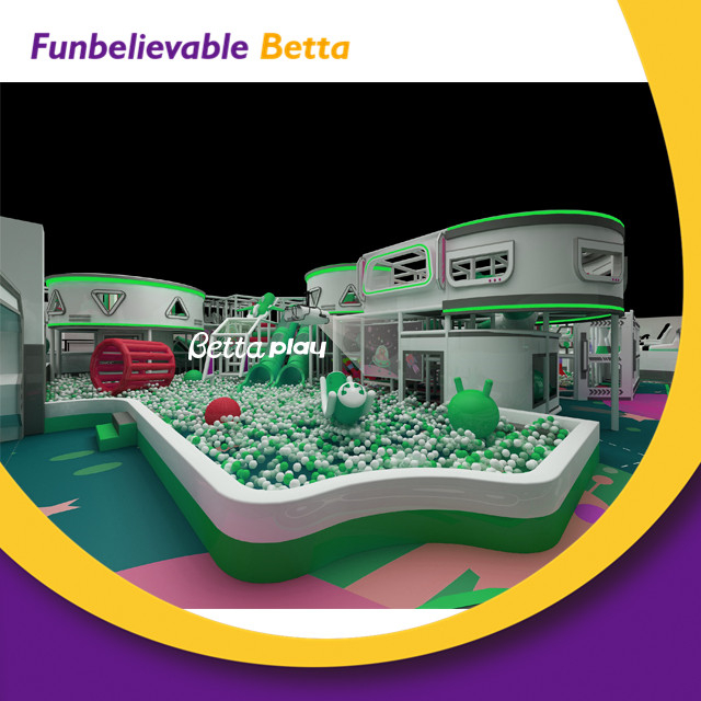 &Aacute;rea de juego de trampol&iacute;n con tobog&aacute;n Popular moderno Bettaplay, patio interior suave para ni&ntilde;os a la venta