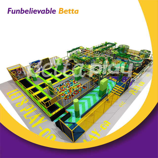 Bettaplay 500㎡, juego suave personalizado con tem&aacute;tica forestal, parque infantil interior, trampol&iacute;n, Go Kart para centros comerciales comerciales