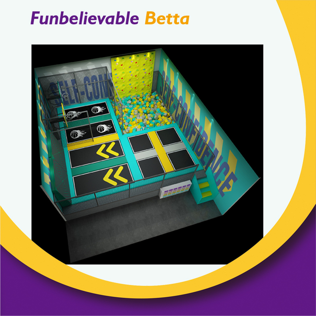 Betta Play Equipo de parque de trampolines para patio interior suave de tama&ntilde;o personalizado: peque&ntilde;a &aacute;rea de salto para ni&ntilde;os con alegres juegos de bloques de construcci&oacute;n.