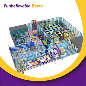 Bettaplay 770 m2 comercial interior juego suave equipo de juegos parque de trampolines con toboganes locos y tirolesa de aventura en venta