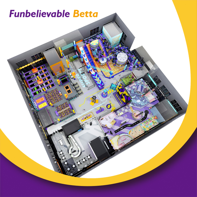 منطقة لعب الأطفال Bettaplay بمساحة 2600 متر مربع في حفرة الكرة حديقة الأطفال الداخلية حديقة المغامرات التجارية المخصصة مع شريحة الدونات