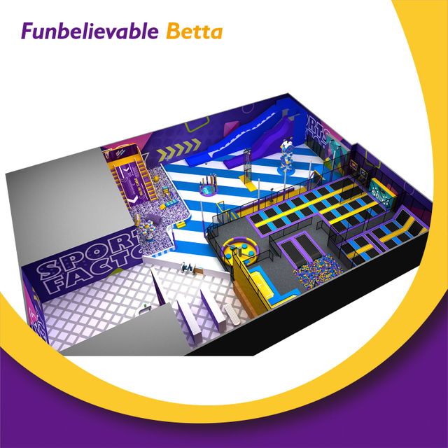 Bettaplay الطراز الكوني 1000 متر مربع ترامبولين بارك مع Dyr Ski Slpoe للأطفال للبيع