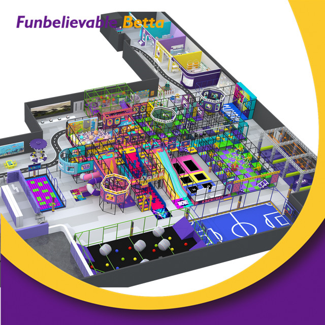 Bettaplay 3000 m&sup2; Patio interior Equipo atl&eacute;tico interactivo con doble tobog&aacute;n