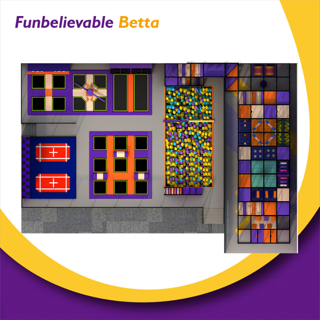 Bettaplay 310㎡ Equipamento de playground interno Parque de trampolim Parque de divers&otilde;es com zona de salto infantil com estrutura de playground interno macio